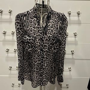 BCBG Max Azria  animal print sheer top, size XS